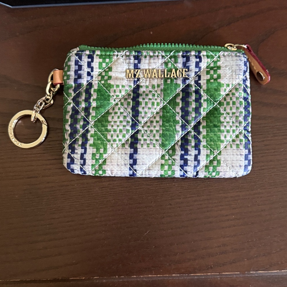MZ Wallace Quilted Pouch in Green and Blue
